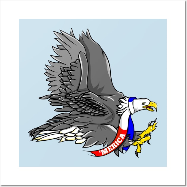 'Merica Patriotic Eagle Cartoon Wall Art by mailboxdisco